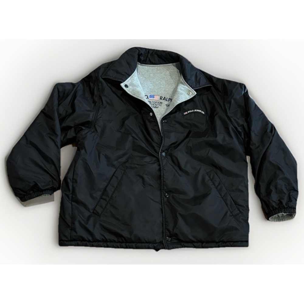 Polo Ralph Lauren Jean Flag Varsity Jacket L Reversible Coach Stadium Sport RRL